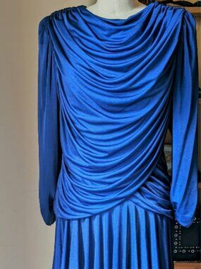 Vintage 90s David Rose Electric Blue Cocktail Dress - Size Medium